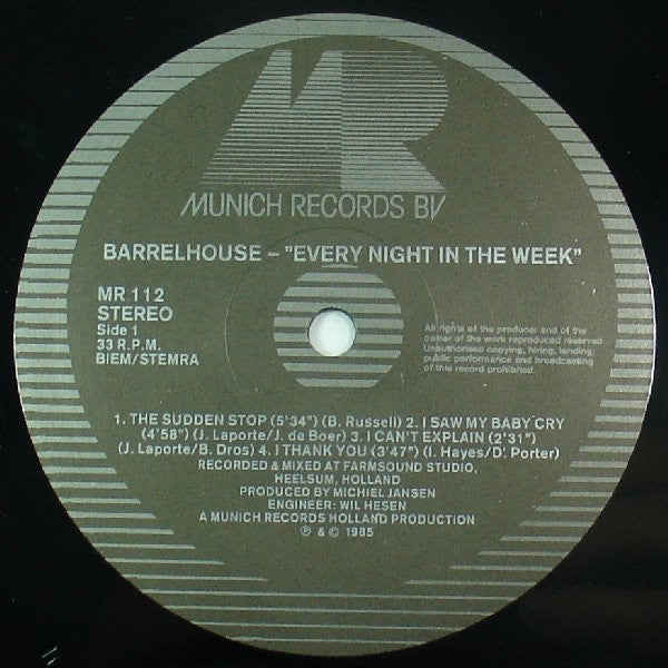 Barrelhouse : Every Night In The Week (LP, Album)