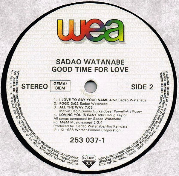 Sadao Watanabe : Good Time For Love (LP, Album)