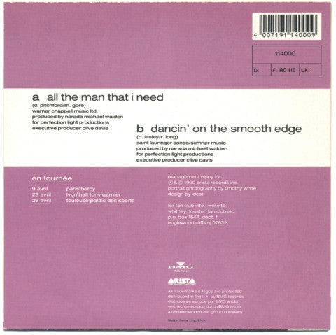 Whitney Houston : All The Man That I Need (7", Single)