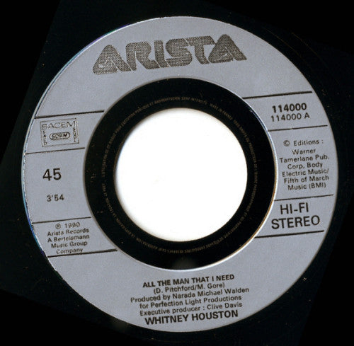 Whitney Houston : All The Man That I Need (7", Single)