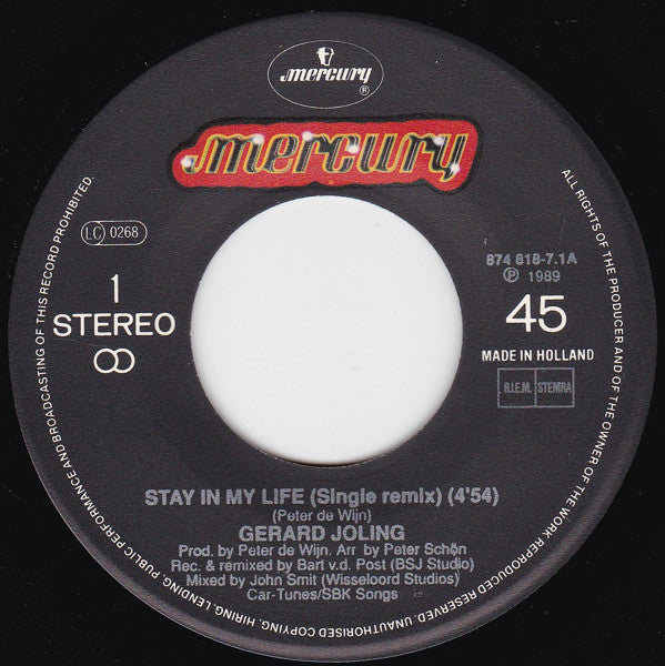 Gerard Joling : Stay In My Life (7", Single)