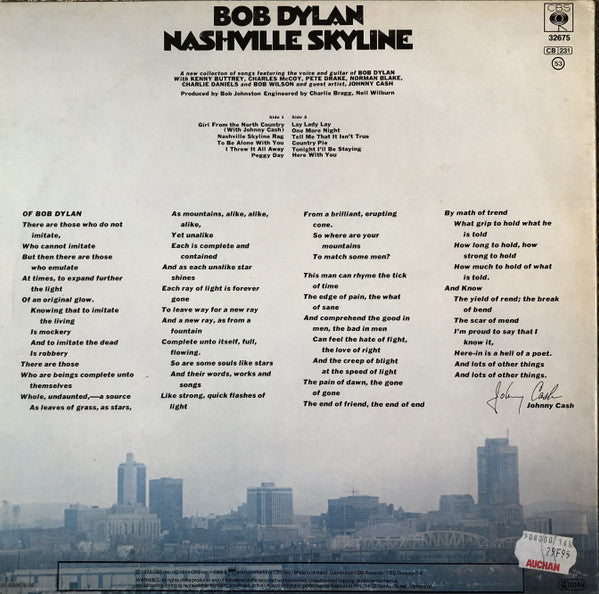 Bob Dylan : Nashville Skyline (LP, Album, RE)
