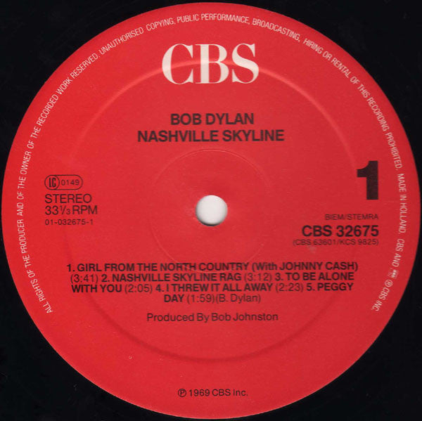 Bob Dylan : Nashville Skyline (LP, Album, RE)