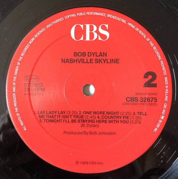 Bob Dylan : Nashville Skyline (LP, Album, RE)