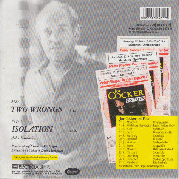 Joe Cocker : Two Wrongs (7", Single)