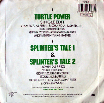 Partners In Kryme : Turtle Power (7", Single, Pap)