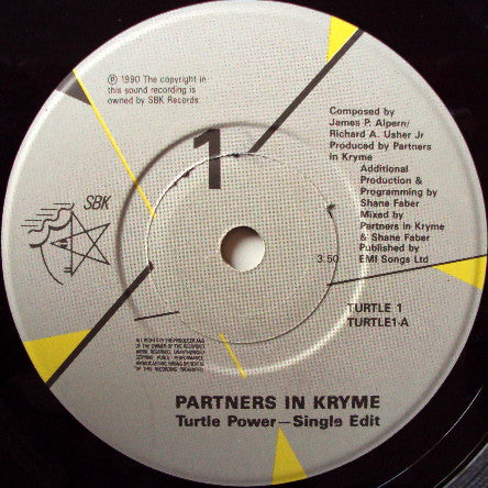 Partners In Kryme : Turtle Power (7", Single, Pap)