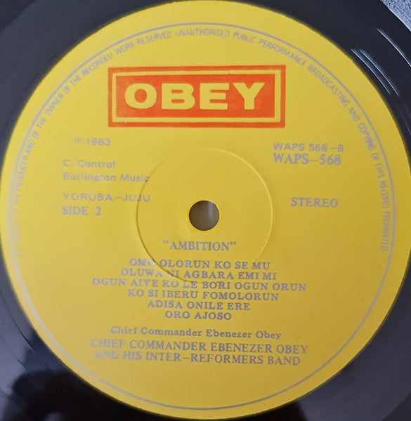 Chief Commander Ebenezer Obey & His Inter-Reformers Band : Ambition (LP, Album)