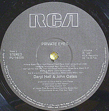 Daryl Hall, John Oates* : Private Eyes (LP, Album)