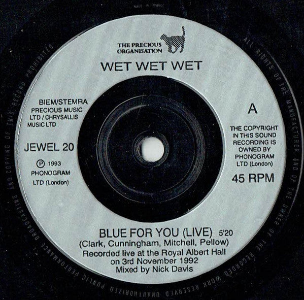 Wet Wet Wet : Blue For You / This Time (7", Single)