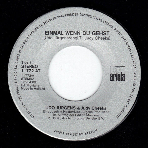 Udo Jürgens & Judy Cheeks : Einmal Wenn Du Gehst (7", Single)