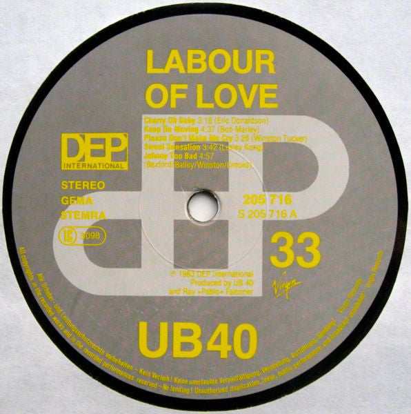 UB40 : Labour Of Love (LP, Album)