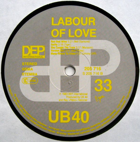 UB40 : Labour Of Love (LP, Album)