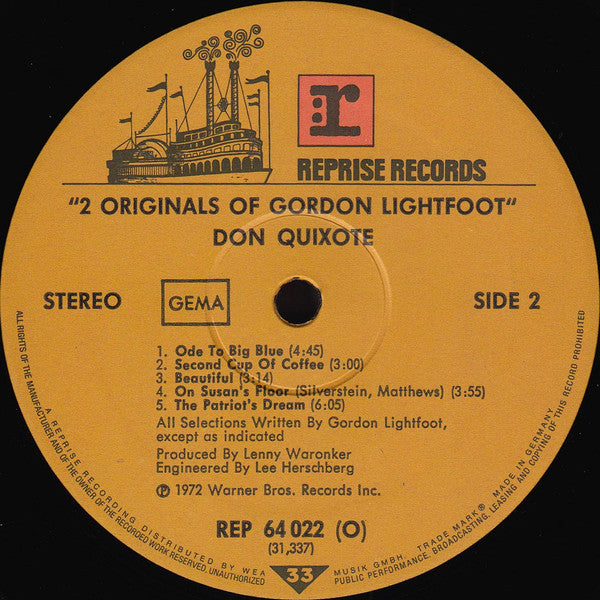 Gordon Lightfoot : 2 Originals Of Gordon Lightfoot (2xLP, Album, Comp)