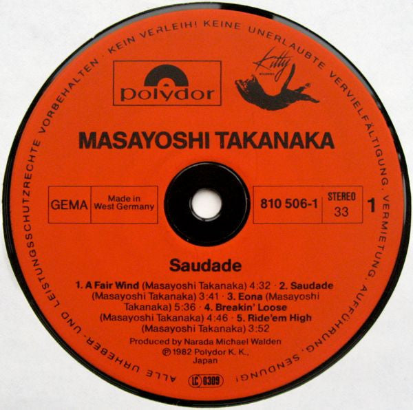Masayoshi Takanaka : Saudade (LP, Album, RE)