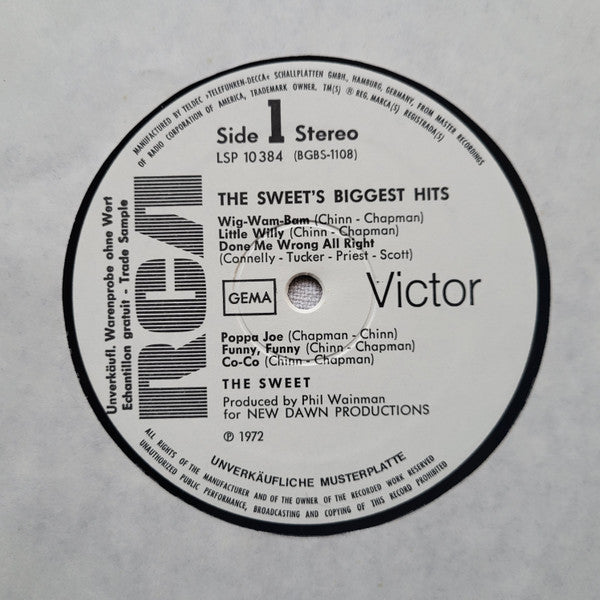 The Sweet : The Sweet's Biggest Hits (LP, Comp, Promo)