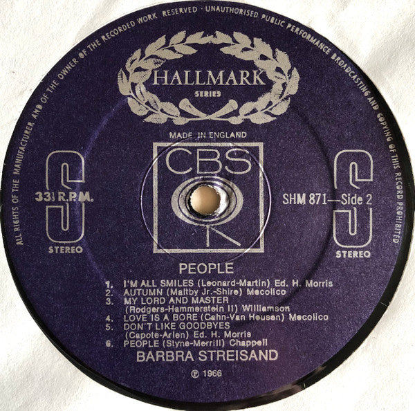 Barbra Streisand : People (LP, Album, RE)