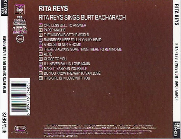 Rita Reys : Sings Burt Bacharach (CD, Album, RE)