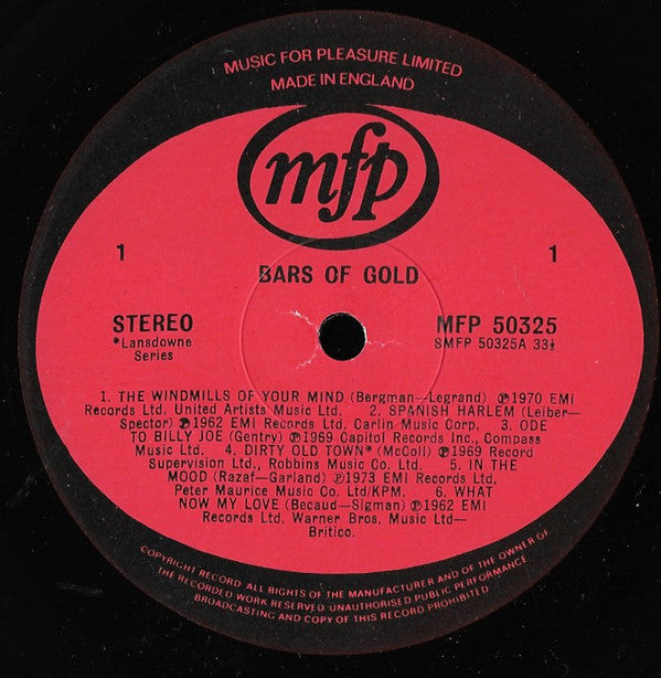 Various : Bars Of Gold (LP,Compilation,Stereo)