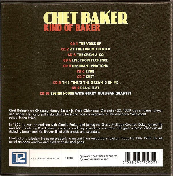 Chet Baker - Kind Of Baker (10xCD, Album + Box, Comp) - De Platen Aap – Vinylwinkel in Brielle & online webshop voor muziekliefhebbers
