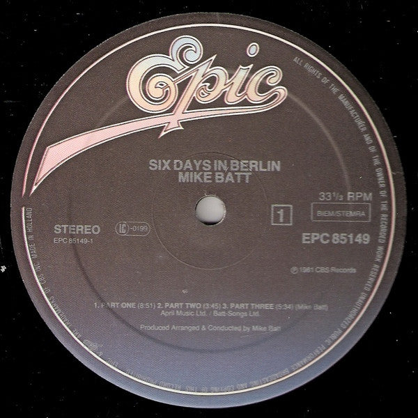 Mike Batt : Six Days In Berlin (LP,Album)