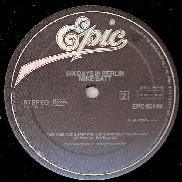Mike Batt : Six Days In Berlin (LP,Album)