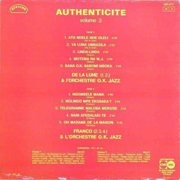 Orchestre O.K. Jazz* : OK Jazz Authenticité Volume 3 (LP, Comp)