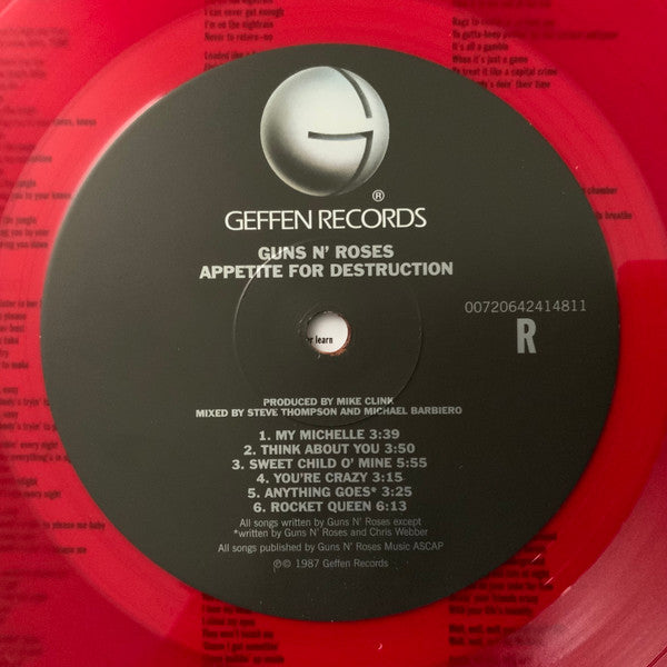 Guns N' Roses : Appetite For Destruction (LP, Album, RE, Red)
