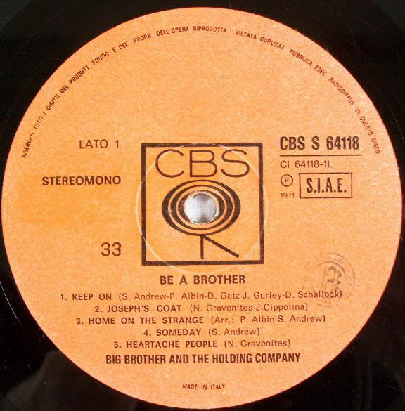 Big Brother & The Holding Company : Be A Brother (LP, Album)