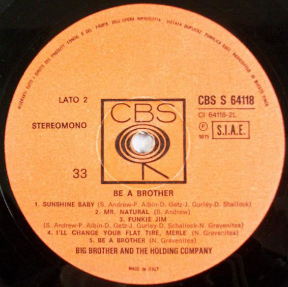 Big Brother & The Holding Company : Be A Brother (LP, Album)