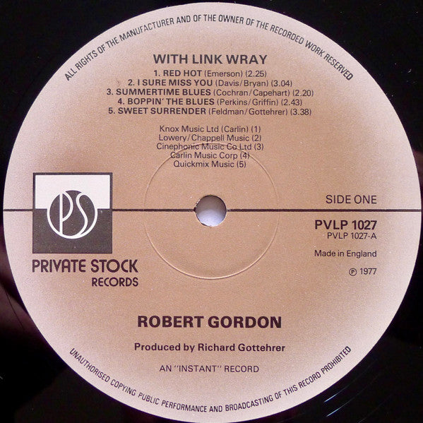 Robert Gordon (2) With Link Wray : Robert Gordon With Link Wray (LP, Album, Tan)