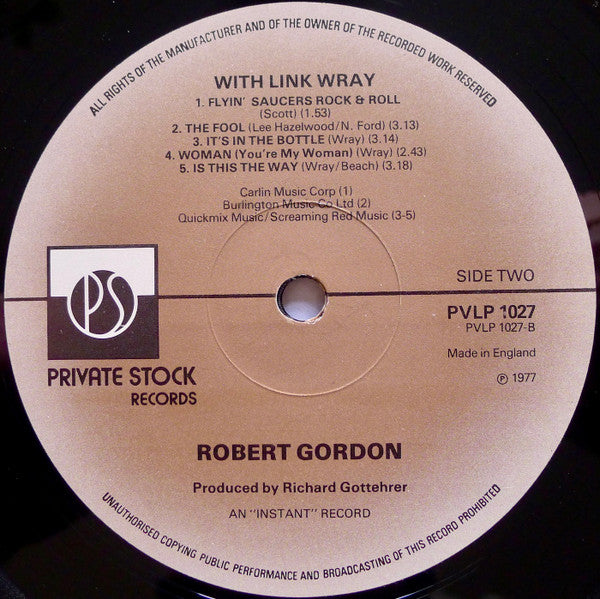 Robert Gordon (2) With Link Wray : Robert Gordon With Link Wray (LP, Album, Tan)