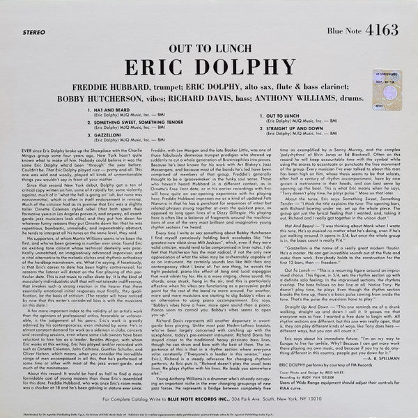 Eric Dolphy : Out To Lunch! (LP, Album, RE, 180)