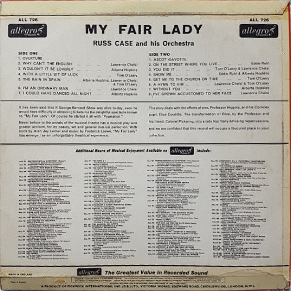 Full Cast*, Russ Case & Orchestra* : My Fair Lady (LP, Album, Mono)