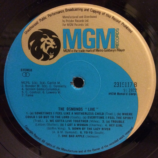The Osmonds : Live (LP, Album)