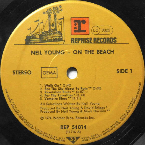 Neil Young : On The Beach (LP, Album, RE)