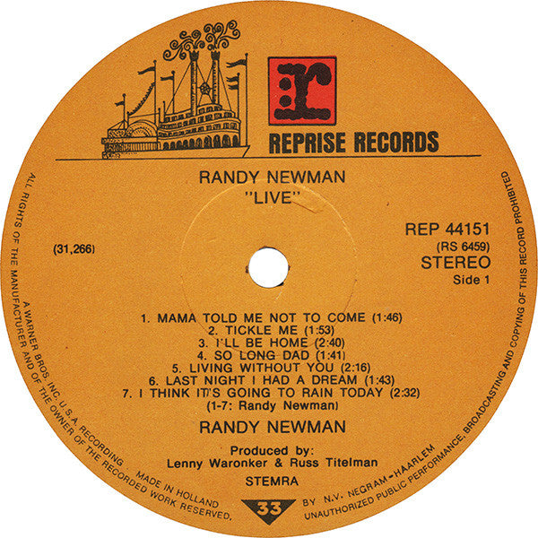 Randy Newman : Live (LP, Album, RE)