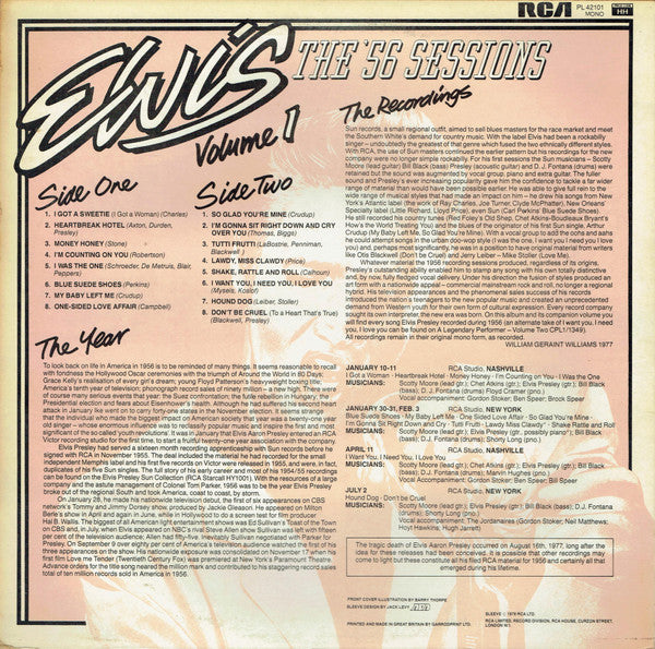 Elvis Presley : The '56 Sessions Volume 1 (LP,Compilation,Mono)