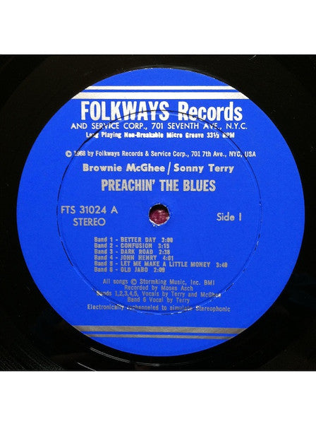 Brownie McGhee And Sonny Terry* : Preachin' The Blues (LP, Album, RE)