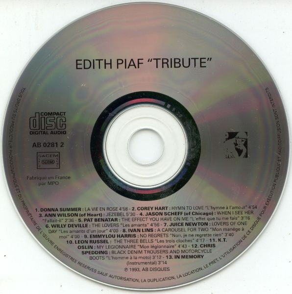 Various - Tribute To Edith Piaf (CD, Album, Comp) - De Platen Aap – Vinylwinkel in Brielle & online webshop voor muziekliefhebbers