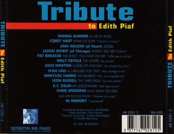 Various - Tribute To Edith Piaf (CD, Album, Comp) - De Platen Aap – Vinylwinkel in Brielle & online webshop voor muziekliefhebbers