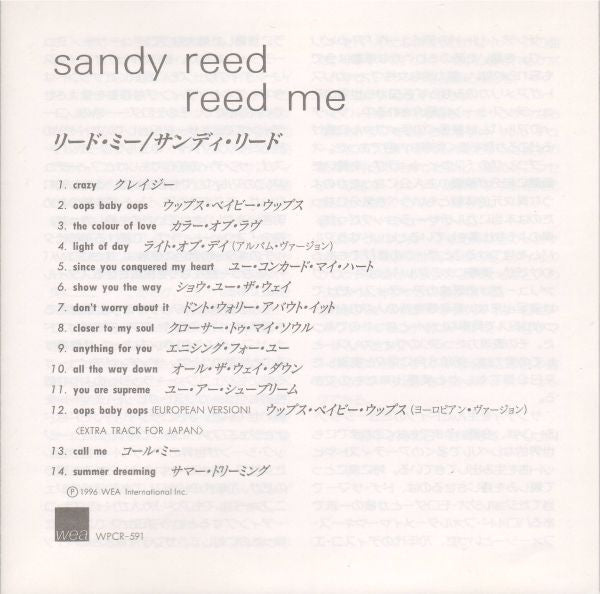 Sandy Reed - Reed Me (CD, Album) - De Platen Aap – Vinylwinkel in Brielle & online webshop voor muziekliefhebbers