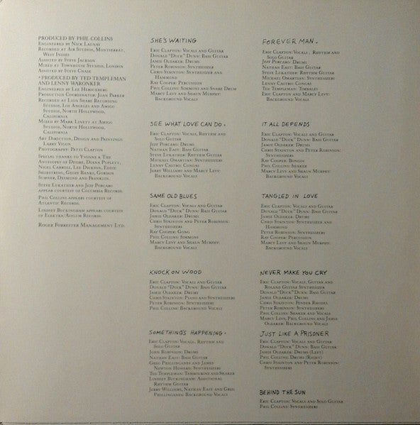 Eric Clapton : Behind The Sun (LP, Album, WE )
