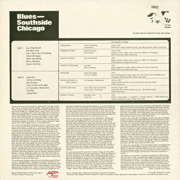 Various : Blues Southside Chicago (LP, Album, Mono, RE)