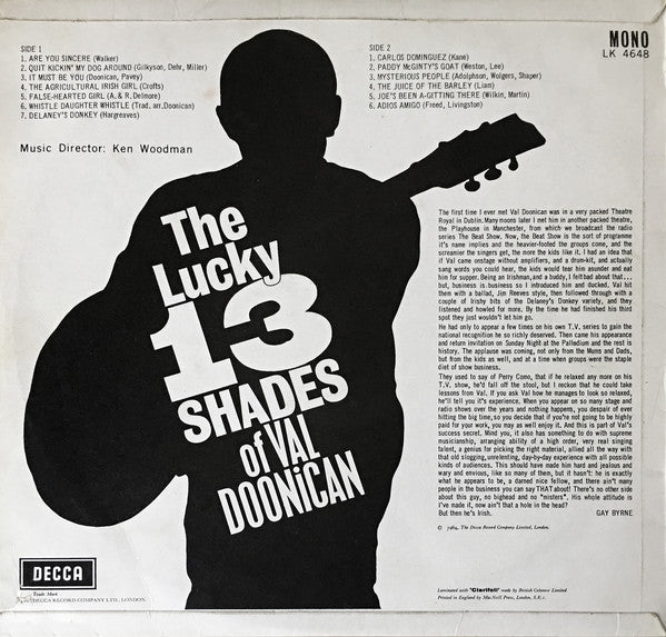 Val Doonican : The Lucky 13 Shades Of Val Doonican (LP,Album,Mono)