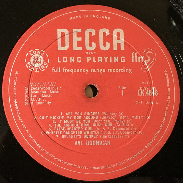 Val Doonican : The Lucky 13 Shades Of Val Doonican (LP,Album,Mono)