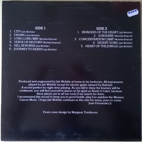 Jah Wobble : Jah Wobble's Bedroom Album (LP, Album)