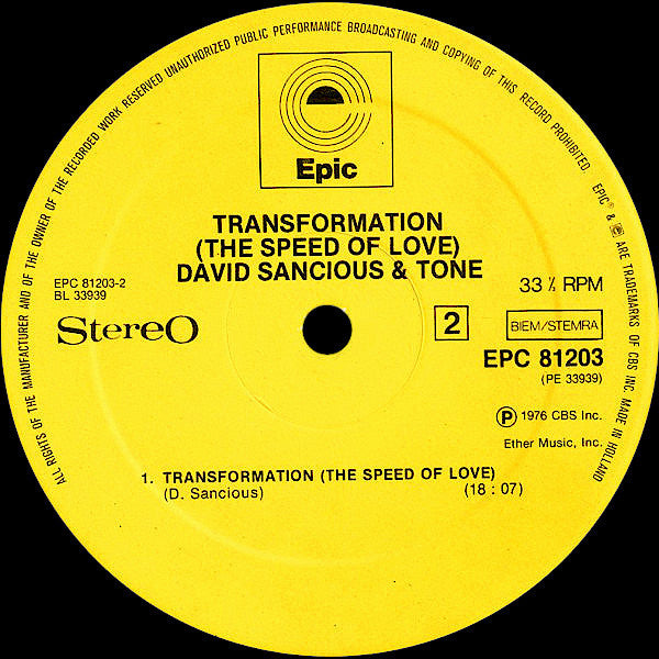 David Sancious And Tone : Transformation (The Speed Of Love) (LP, Album)