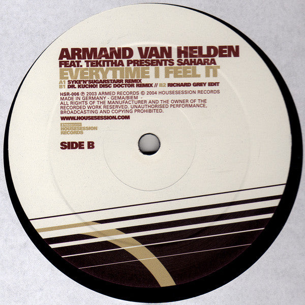 Armand Van Helden Feat. Tekitha Presents Sahara (2) : Everytime I Feel It (12")
