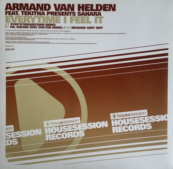 Armand Van Helden Feat. Tekitha Presents Sahara (2) : Everytime I Feel It (12")